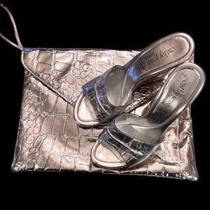 Leather Cathy Jean Silver Wedges